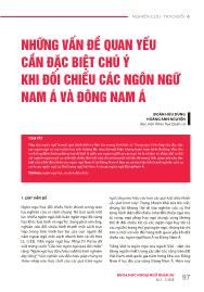 Những vấn đề quan yếu cần đặc biệt chú ý khi đối chiếu các ngôn ngữ Nam Á và Đông Nam Á - Đoàn Hữu Dũng