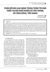 Phân bố kim loại nặng trong trầm tích bãi triều tại bãi nuôi nghêu xã Tân Thành, gò Công Đông, Tiền Giang - Nguyễn Mai Lan