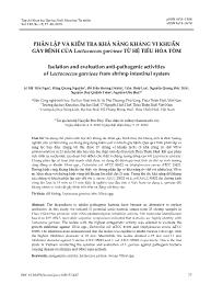 Phân lập và kiểm tra khả năng kháng vi khưẩn gây bệnh của lactococcus garvieae từ hệ tiêu hóa tôm - Lê Mỹ Tiểu Ngọc