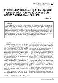 Phân tích, đánh giá thành phần kim loại nặng trong bùn trầm tích sông Tô Lịch và hồ Tây - Đề xuất giải pháp quản lý phù hợp - Trần Đức Hạ