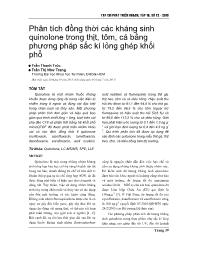 Phân tích đồng thời các kháng sinh quinolone trong thịt, tôm, cá bằng phương pháp sắc kí lỏng ghép khối phổ - Trần Thanh Trúc