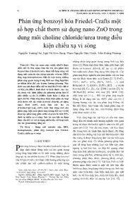 Phản ứng benzoyl hóa Friedel-Crafts một số hợp chất thơm sử dụng nano ZnO trong dung môi choline chloride/urea trong điều kiện chiếu xạ vi sóng - Nguyễn Trường Hải