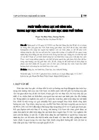 Phát triển năng lực mô hình hóa trong dạy học môn toán cho học sinh Phổ thông - Phạm Thị Diệu Thùy