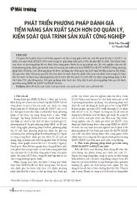 Phát triển phương pháp đánh giá tiềm năng sản xuất sạch hơn do quản lý, kiểm soát quá trình sản xuất công nghiệp - Trần Văn Thanh