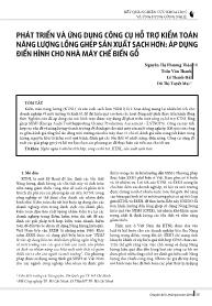 Phát triển và ứng dụng công cụ hỗ trợ kiểm toán năng lượng lồng ghép sản xuất sạch hơn: Áp dụng điển hình cho nhà máy chế biến gỗ - Nguyễn Thị Phương Thảo