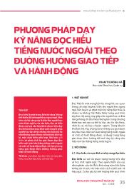 Phương pháp dạy kỹ năng đọc hiểu tiếng nước ngoài theo đường hướng giao tiếp và hành động - Phạm Thị Hồng Hà