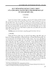 Quá trình hình thành và phát triển của cộng đồng người Việt ở thành phố Đà Lạt từ năm 1893 đến 1954 - Lê Thị Nhuấn