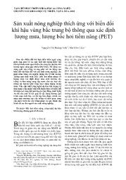 Sản xuất nông nghiệp thích ứng với biến đổi khí hậu vùng bắc trung bộ thông qua xác định lượng mưa, lượng bốc hơi tiềm năng (PET) - Nguyễn Thị Hoàng Anh