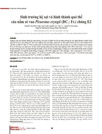 Sinh trưởng hệ sợi và hình thành quả thể của nấm sò vua Pleurotus eryngii (DC.: Fr.) chủng E2 - Nguyễn Thị Bích Thùy