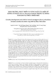 Sinh trưởng, phát triển và năng suất của một số giống cỏ ngọt (stevia rebaudiana bertoni) trong vụ đông năm 2018 tại Thừa Thiên Huế - Nguyễn Văn Đức