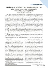 So sánh các mô hình khác nhau cho ước tính bốc thoát hơi nước tham chiếu vùng phía nam Việt Nam - Trần Thị Hồng Ngọc