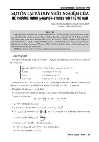 Sự tồn tại và duy nhất nghiệm của hệ phương trình G-Navier-stokes với trễ vô hạn - Đặng Thị Phương Thanh