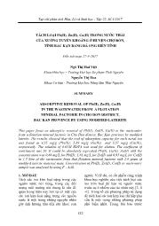 Tách loại Pb(II), Zn(II), Cu(II) trong nước thải của xưởng tuyển khoáng ở huyện chợ Đồn, tỉnh Bắc Kạn bằng đá ong biến tính - Nguyễn Thị Mai Việt