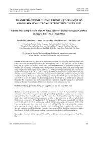 Thành phần dinh dưỡng trong hạt của một số giống sen hồng trồng ở tỉnh Thừa Thiên Huế - Nguyễn Thị Quỳnh Trang