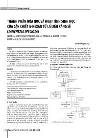Thành phần hóa học và hoạt tính sinh học của cặn chiết n-Hexan từ lá loài xăng sê (sanchezia speciosa) - Lê Thị Hồng Nhung