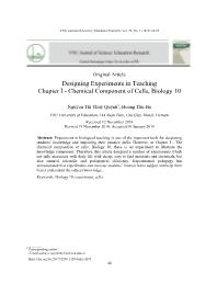 Thiết kế thí nghiệm trong dạy học chương I - Thành phần hóa học của tế bào, Sinh học 10 - Nguyễn Thị Thúy Quỳnh