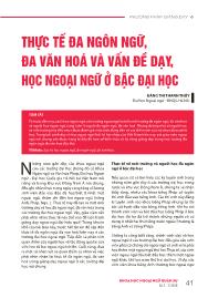 Thực tế đa ngôn ngữ, đa văn hoá và vấn đề dạy, học ngoại ngữ ở bậc Đại học - Đặng Thị Thanh Thúy