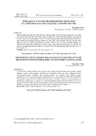 Tính chất và tốc độ nhả dinh dưỡng trong đất của phân bón kali nhả chậm qua lớp phủ polyme - Trần Quốc Toàn