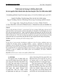 Tính toán tải lượng ô nhiễm phát sinh từ các nguồn thải chính trên địa bàn huyện Cần Giờ đến năm 2025 - Nguyễn Văn Bằng