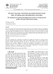 Tổ chức dạy học vận dụng đạo hàm giải bài toán thực tế thông qua mô hình hóa toán học - Phan Anh Tài