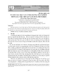 Tổ chức dạy học Vật lí theo hướng trải nghiệm thông qua việc chế tạo và sử dụng thí nghiệm - Đỗ Văn Năng