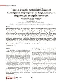 Tối ưu hóa điều kiện lên men bán rắn khô dầu đậu nành nhằm nâng cao khả năng sinh protease của chủng Bacillus subtilis N6 bằng phương pháp đáp ứng bề mặt quy mô pilot - Phạm Huỳnh Ninh