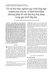 Tối ưu hóa thực nghiệm quy trình tổng hợp magnesium silicate vô định hình bằng phương pháp bề mặt đáp ứng ứng dụng trong quá trình hấp phụ - Vũ Thị Như Quỳnh