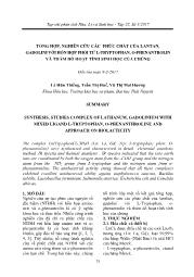 Tổng hợp, nghiên cứu các phức chất của lantan, gadolini với hỗn hợp phối tử l-Tryptophan, O-phenantrolin và thăm dò hoạt tính sinh học của chúng - Lê Hữu Thiềng