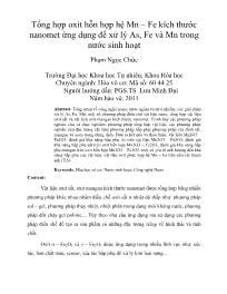 Tổng hợp oxit hỗn hợp hệ Mn – Fe kích thước nanomet ứng dụng để xử lý As, Fe và Mn trong nước sinh hoạt - Phạm Ngọc Chức