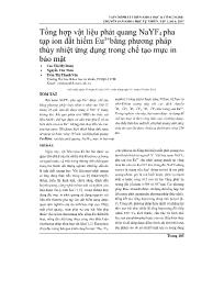 Tổng hợp vật liệu phát quang NaYF4 pha tạp ion đất hiếm Eu3+bằng phương pháp thủy nhiệt ứng dụng trong chế tạo mực in bảo mật - Cao Thị Mỹ Dung