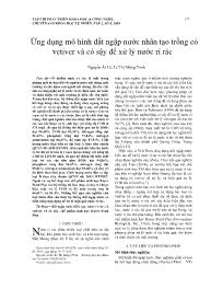 Ứng dụng mô hình đất ngập nước nhân tạo trồng cỏ vetiver và cỏ sậy để xử lý nước rỉ rác - Nguyễn Ái Lê