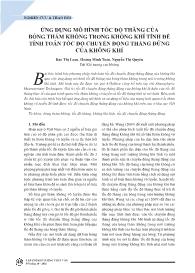 Ứng dụng mô hình tốc độ thăng của bóng thám không trong không khí tĩnh để tính toán tốc độ chuyển động thẳng đứng của không khí - Đào Thị Loan