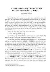 Vấn đề văn bản ngự chế thi ngũ tập của vua Minh Mệnh tại Đà Lạt - Nguyễn Huy Khuyến