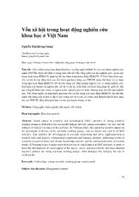 Vốn xã hội trong hoạt động nghiên cứu khoa học ở Việt Nam - Nguyễn Thị Hương Giang