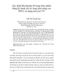 Xác định Rhodamine B trong thực phẩm bằng kỹ thuật sắc ký lỏng hiệu năng cao HPLC sử dụng detector UV - Trần Thị Thanh Nga
