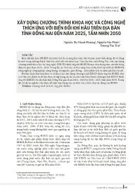 Xây dựng chương trình khoa học và công nghệ thích ứng với biến đổi khí hậu trên địa bàn tỉnh Đồng Nai đến năm 2025, tầm nhìn 2050 - Nguyễn Thị Thanh Phượng