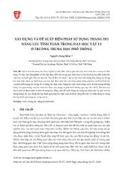 Xây dựng và đề xuất biện pháp sử dụng thang đo năng lực tính toán trong dạy học Vật lý ở trường Trung học Phổ thông - Nguyễn Đăng Nhật