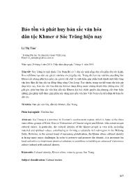 Bảo tồn và phát huy bản sắc văn hóa dân tộc Khmer ở Sóc Trăng hiện nay