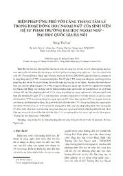 Biện pháp ứng phó với căng thẳng tâm lý trong hoạt động học ngoại ngữ của sinh viên hệ sư phạm trường Đại học ngoại ngữ - Đại học Quốc gia Hà Nội