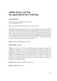 Chính sách tạo việc làm cho người khuyết tật ở Việt Nam