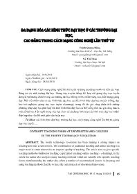 Đa dạng hóa các hình thức dạy học ở các trường Đại học, Cao đẳng trong cách mạng công nghệ lần thứ tư