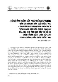 Dấu ấn ảnh hưởng của thiên diễn luận ??? - Bản dịch Trung văn cuối thế kỷ XIX của cuốn sách Evolution and ethics (tiến hoá và đạo đức) trong văn học của nhà nho Việt Nam đầu thế kỷ XX (một số vấn đề lý luận tiếp xúc văn hoá Đông - Tây ở đầu thế kỷ XX)