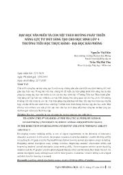 Dạy học văn miêu tả con vật theo hướng phát triển năng lực tư duy sáng tạo cho học sinh lớp 4 trường Tiểu học thực hành - Đại Học