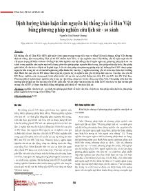 Định hướng khảo luận tầm nguyên hệ thống yếu tố Hán Việt bằng phương pháp nghiên cứu lịch sử - So sánh