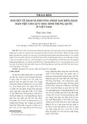 Đôi nét về dịch và phương pháp dạy biên dịch Hán Việt cho lưu học sinh Trung Quốc ở Việt Nam