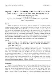 Hiệu quả của ao lắng trong xử lý nước ao nuôi cá tra công nghiệp tại huyện Thanh Bình, tỉnh Đồng Tháp