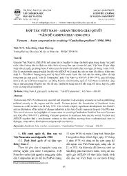 Hợp tác Việt Nam – Asean trong giải quyết “vấn đề Campuchia” (1986-1991)