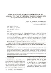 Nâng cao nhận thức và vai trò của cộng đồng cư dân nhằm bảo tồn, phát huy những giá trị văn hóa của đền chòi (xã Thụy Trường, huyện Thái Thụy, tỉnh Thái Bình)