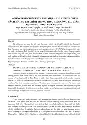 Nghèo dưới chiều kích thu nhập – chi tiêu và chính sách hỗ trợ tài chính trong thực hiện công tác giảm nghèo của tỉnh Bình Dương