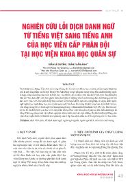 Nghiên cứu lỗi dịch danh ngữ từ tiếng Việt sang tiếng Anh của học viên cấp phân đội tại Học viện Khoa học quân sự